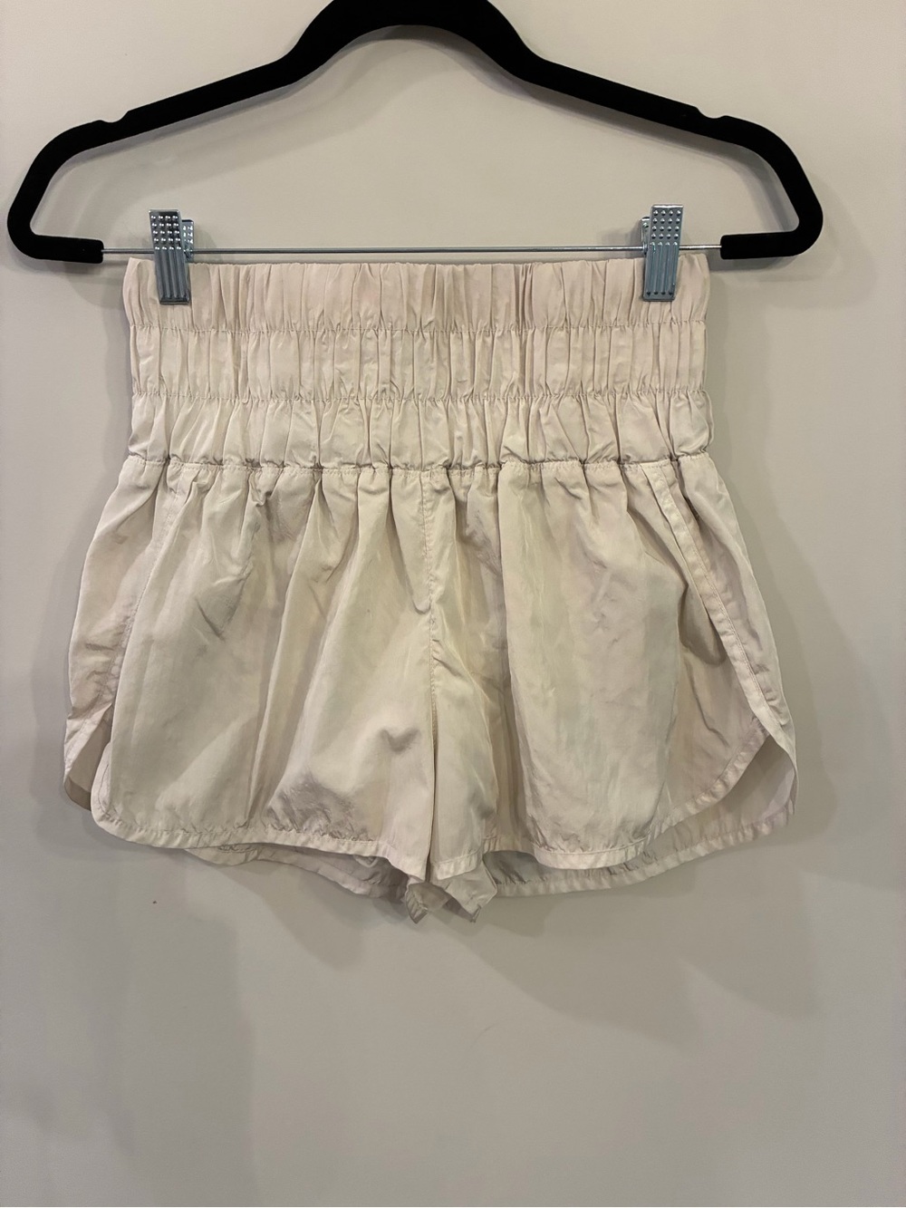FP Movement by Free People Cream High-Waist Smocked Lounge Shorts